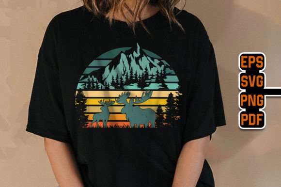 Unique Moose Retro Sunset T-Shirt Design Review